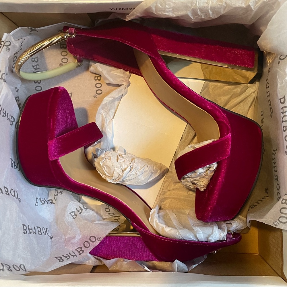 wine red velvet high heels